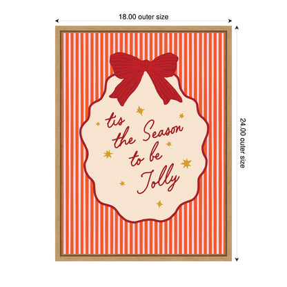 Retro Tis the Season Jolly by Lucky Guava Framed Canvas Wall Art Print