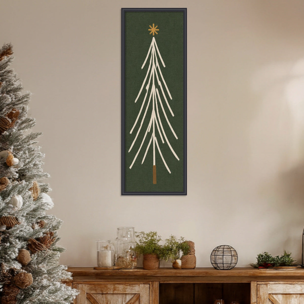 Framed Fabric Magnetic Board Minimalist Tree Panel Wall Organization