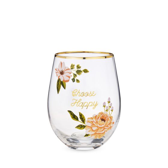 Choose Happy Stemless Wine Glass