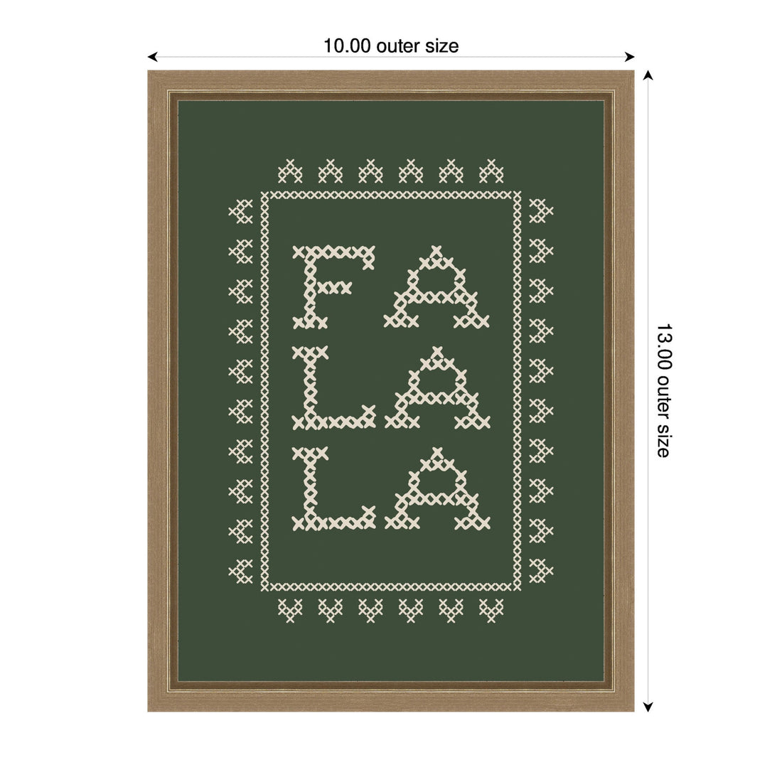 Fa La La Cross Stitch Green by Kikiandnim Framed Canvas Wall Art Print