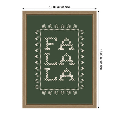 Fa La La Cross Stitch Green by Kikiandnim Framed Canvas Wall Art Print