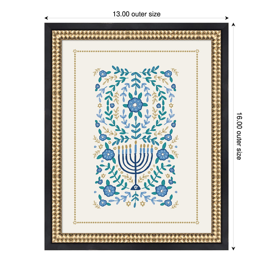 VYD Hanukkah Garden by Vicky Yorke Framed Mounted Canvas Wall Art Print