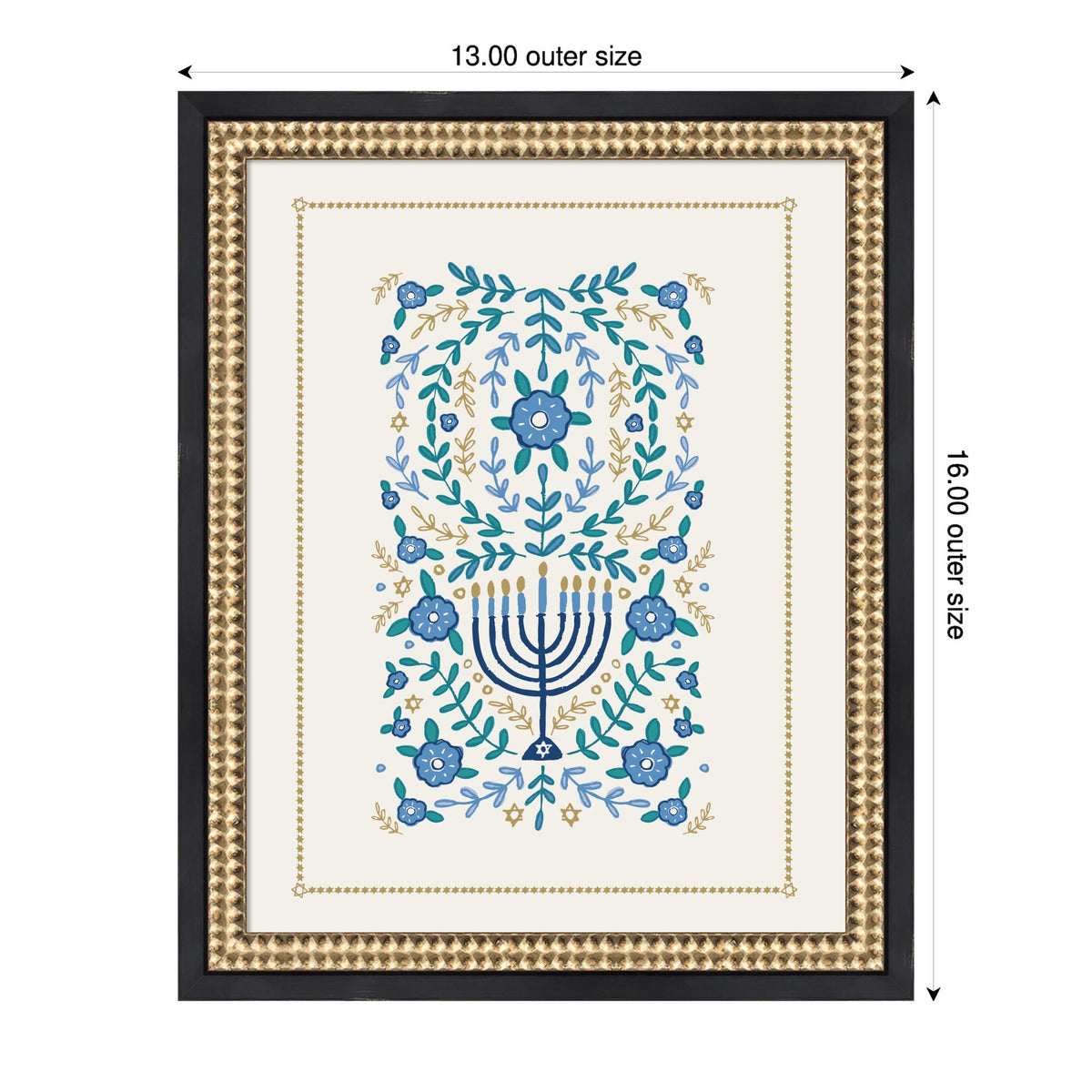 VYD Hanukkah Garden by Vicky Yorke Framed Mounted Canvas Wall Art Print