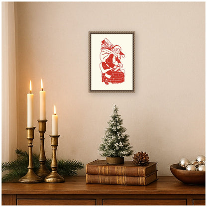Vintage Santa by Megan Ryan Framed Canvas Wall Art Print