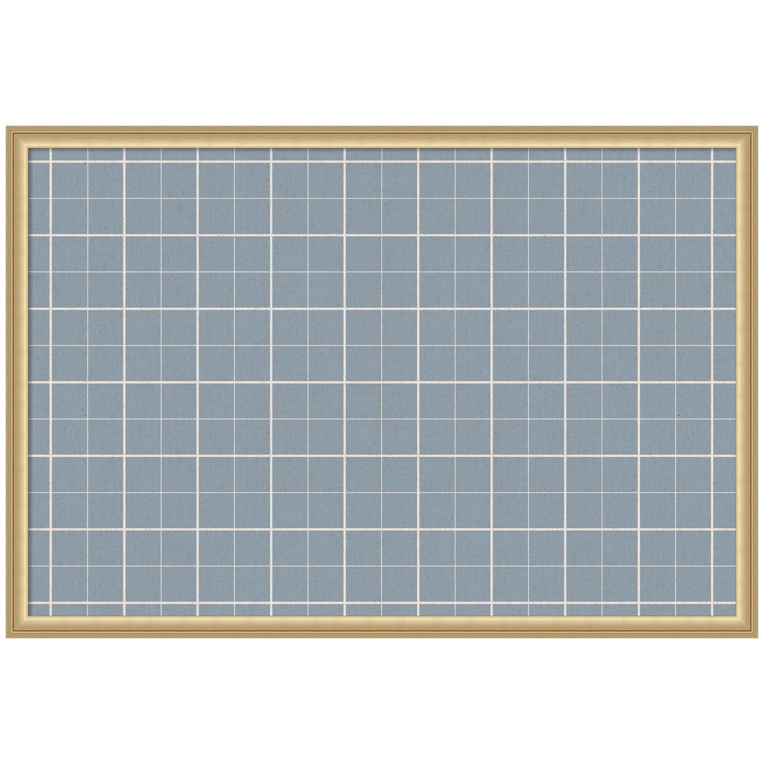 Framed Fabric Pinboard Light Blue Plaid Wall Organization