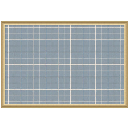 Framed Fabric Pinboard Light Blue Plaid Wall Organization