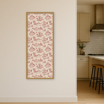 Kate and Laurel Framed Fabric Pinboard Wonderland Red Toile