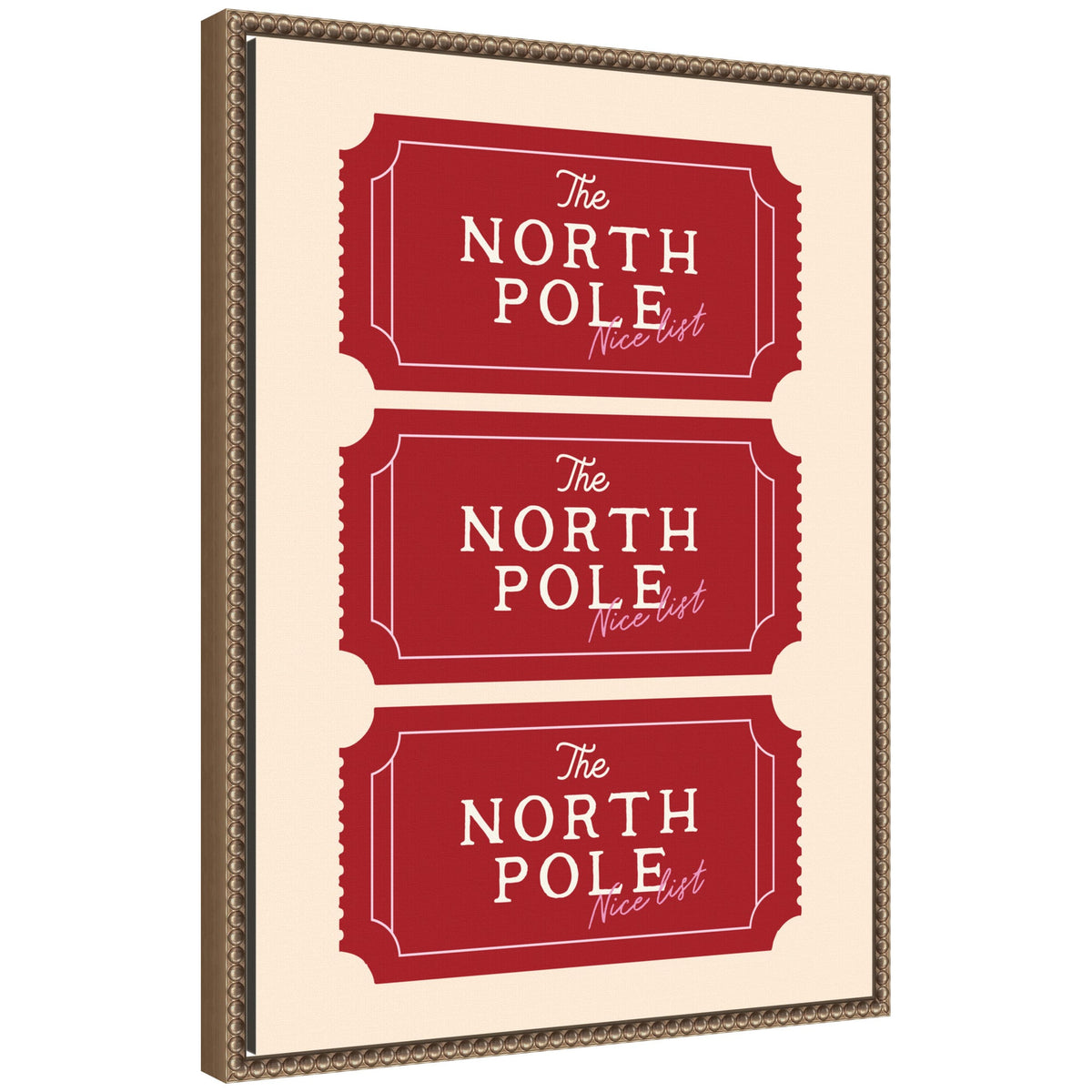 Christmas North Pole Ticket by Lucky Guava Framed Canvas Wall Art Print