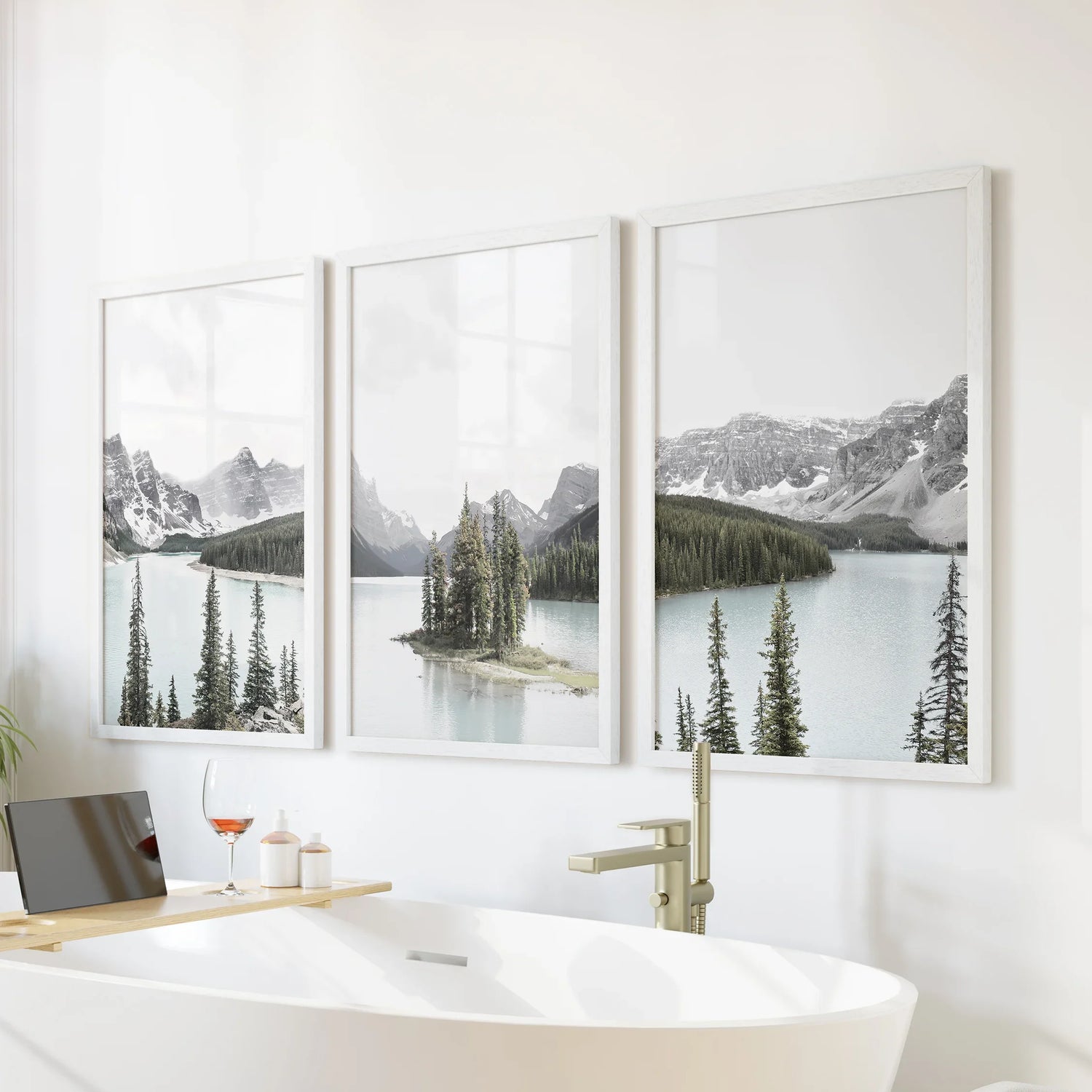 Canada Mountain Lake Poster. 3 Piece Nature Wall Art