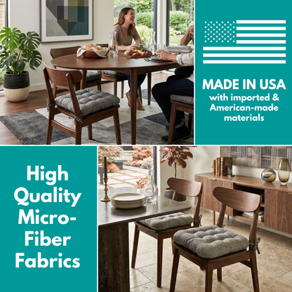 Micro-Suede Graphite Grey Dining Chair Pads - Latex Foam Fill