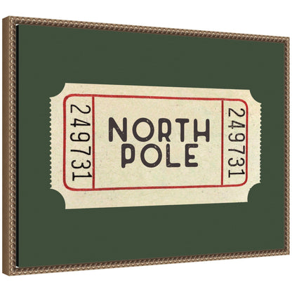 North Pole Green Ticket by Kikiandnim Framed Canvas Wall Art Print