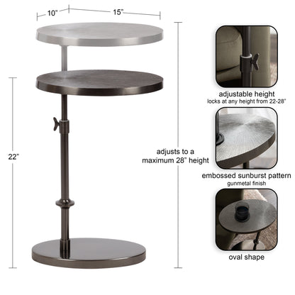 Engles Adjustable Oval Metal Table