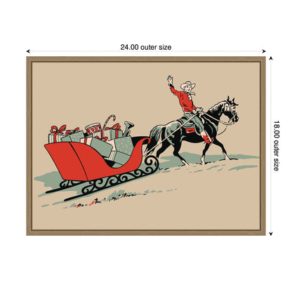 Christmas Cowboy by Megan Ryan Framed Canvas Wall Art Print