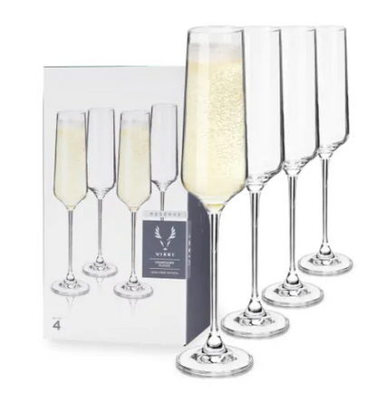 Reserve Inez Crystal Flute Glasses (set of 4)