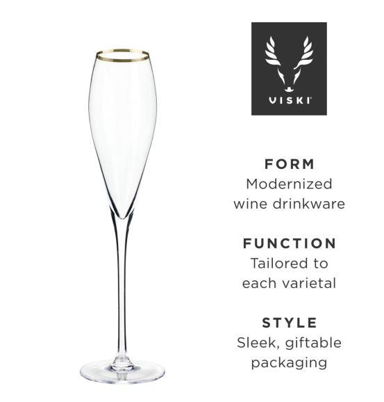 Crystal Gold-Rimmed Champagne Flutes