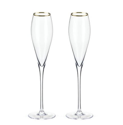 Crystal Gold-Rimmed Champagne Flutes