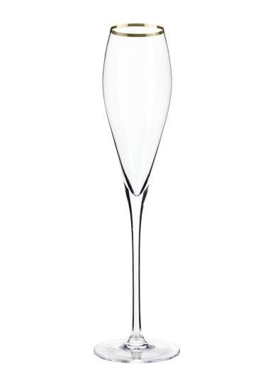 Crystal Gold-Rimmed Champagne Flutes