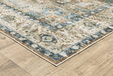 Charleston Machine Washable Rug- Blue & Gold