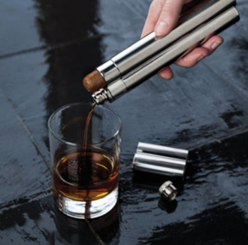 Cigar Holder with 2 oz Flask