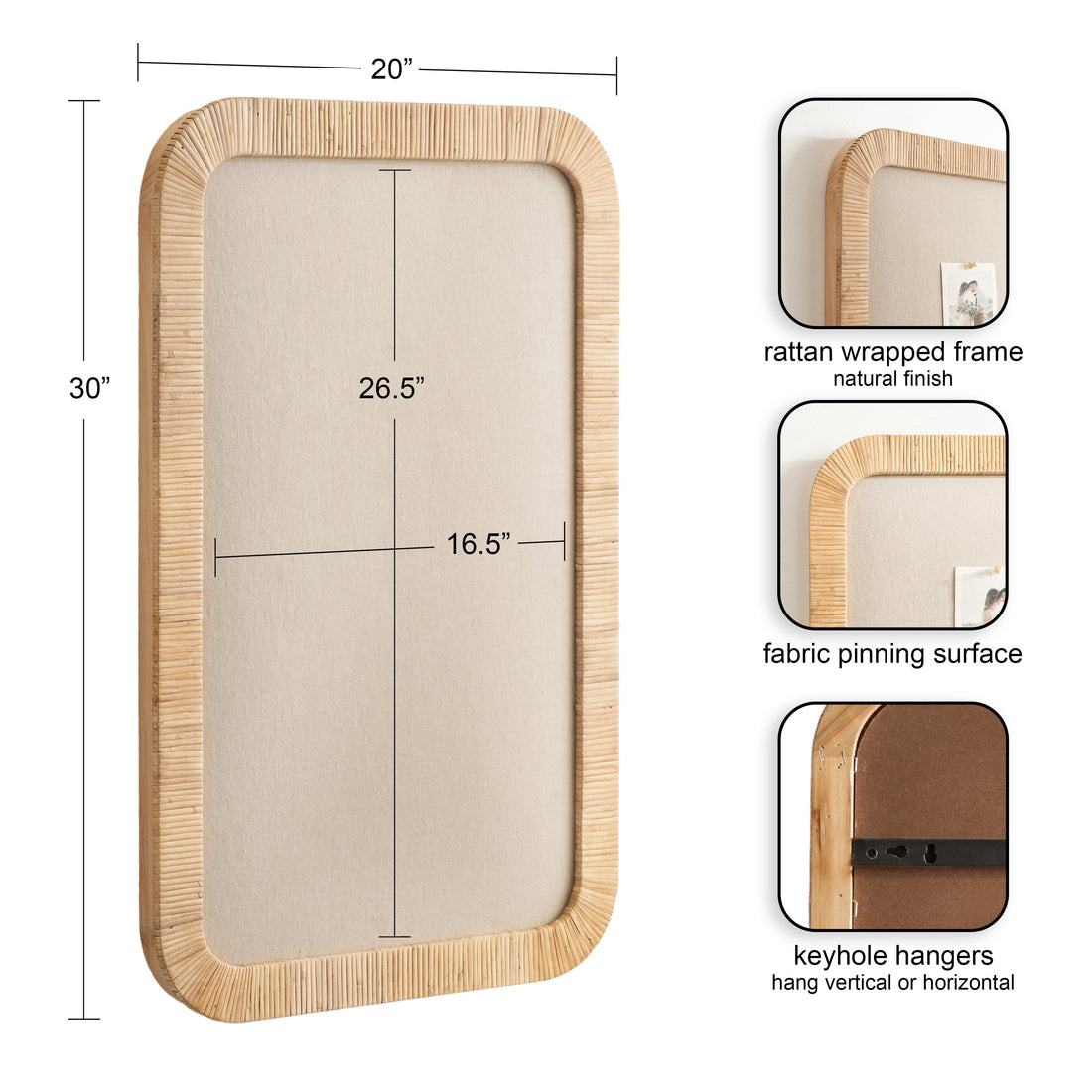 Rahfy Framed Fabric Pinboard