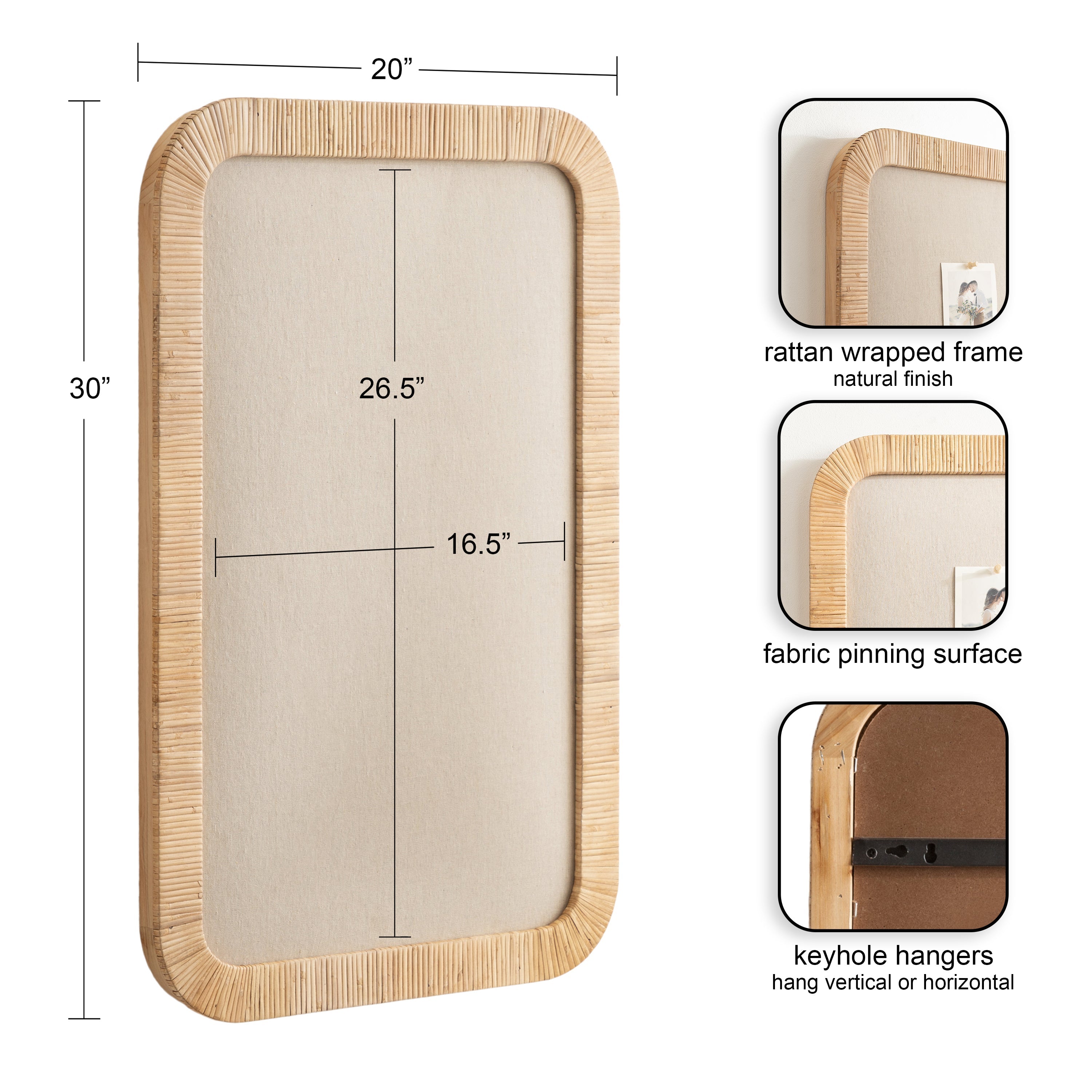 Rahfy Framed Fabric Pinboard