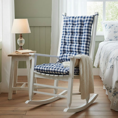 Classic Check Blue Rocking Chair Cushions - Made in USA - 100% Cotton