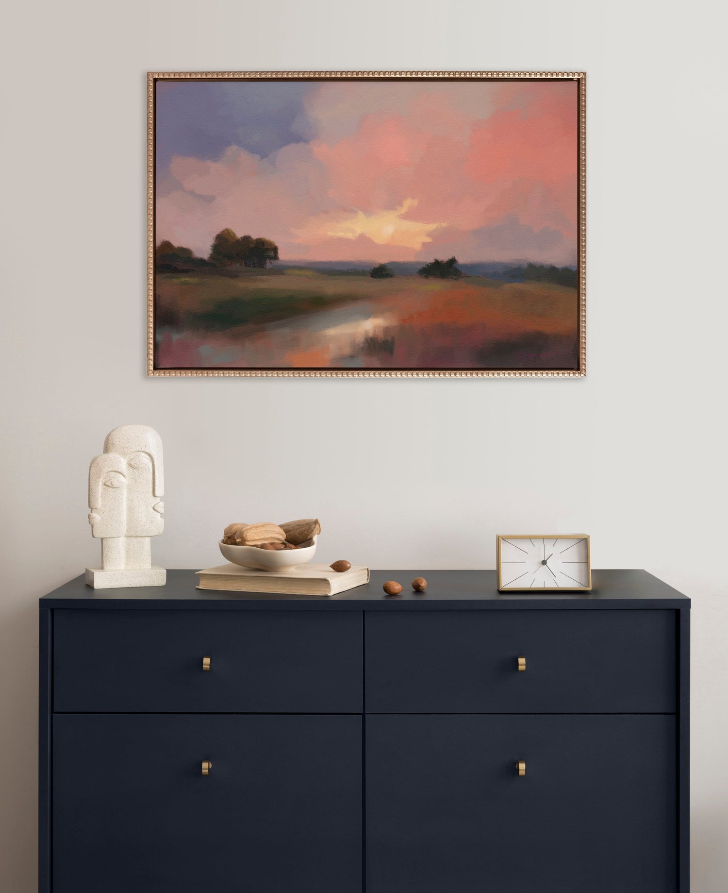 Sylvie Beaded Foothills in the Evening Framed Canvas by Mary Sparrow
