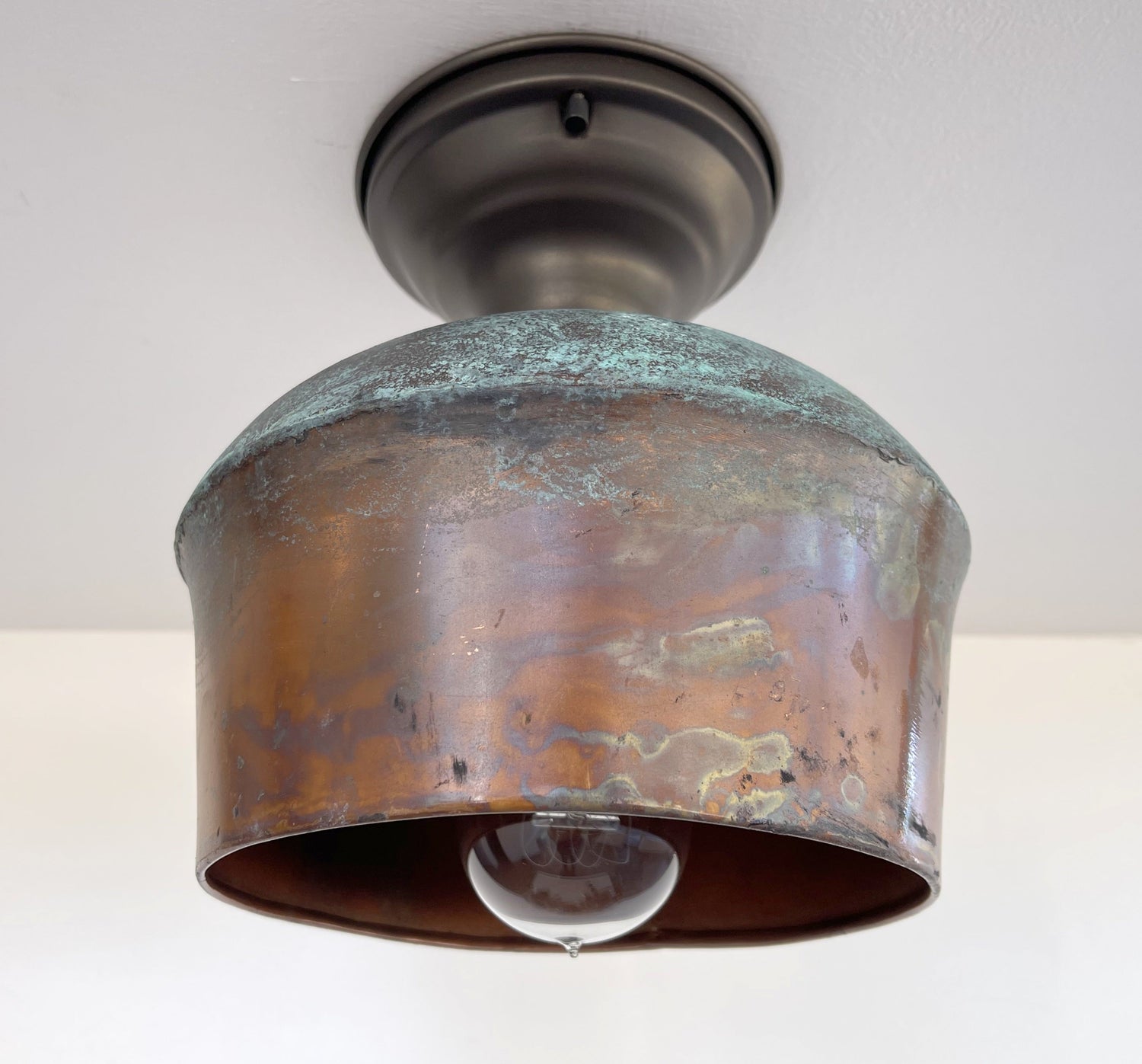 Handcrafted Copper Farmhouse Ceiling Light | 8.5" Flush Mount