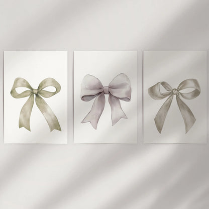 Aesthetic Bow Wall Art Set of 3. Neutral Gallery Set