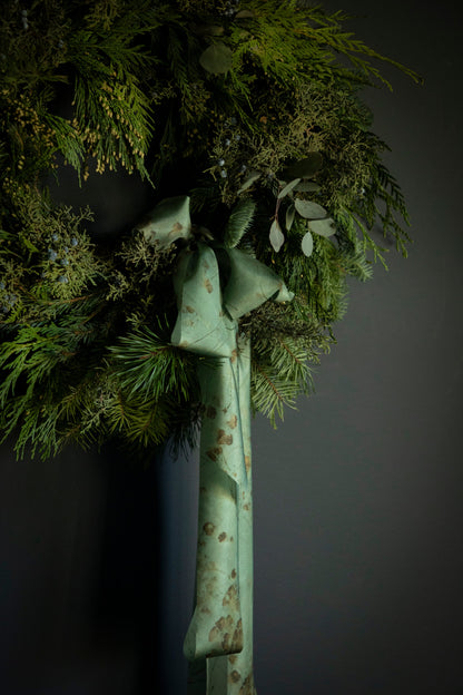Coreopsis Sage Botanical Print Silk ribbon