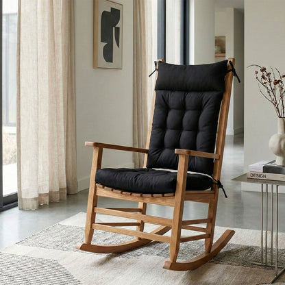 Cotton Duck Black Rocking Chair Cushions - Made in USA - 100% Cotton - Machine Washable