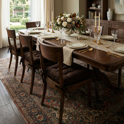 Cotton Duck Brown Solid Color Dining Chair Pads  - Made in USA - 100% Cotton - Machine Washable