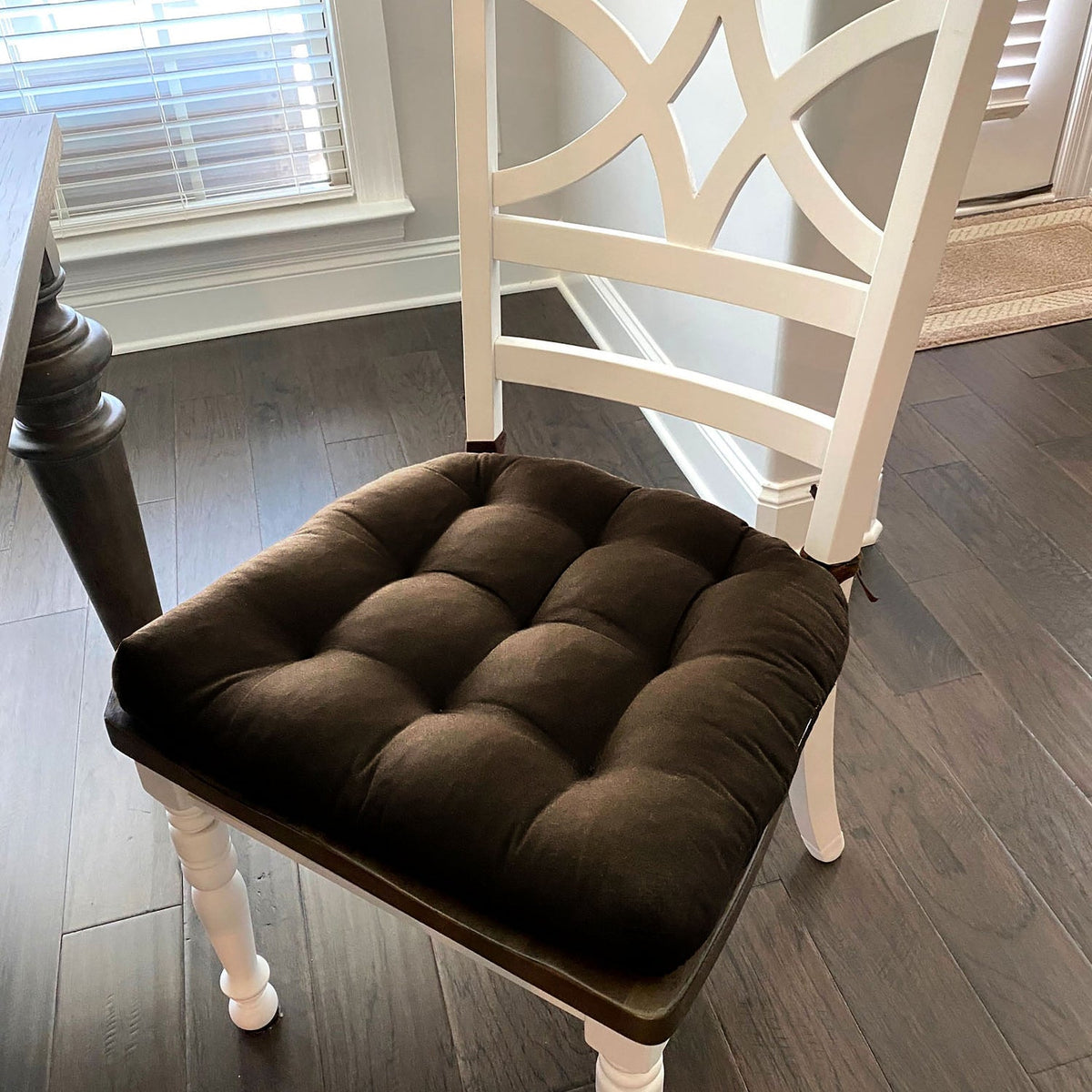 Cotton Duck Brown Solid Color Dining Chair Pads  - Made in USA - 100% Cotton - Machine Washable