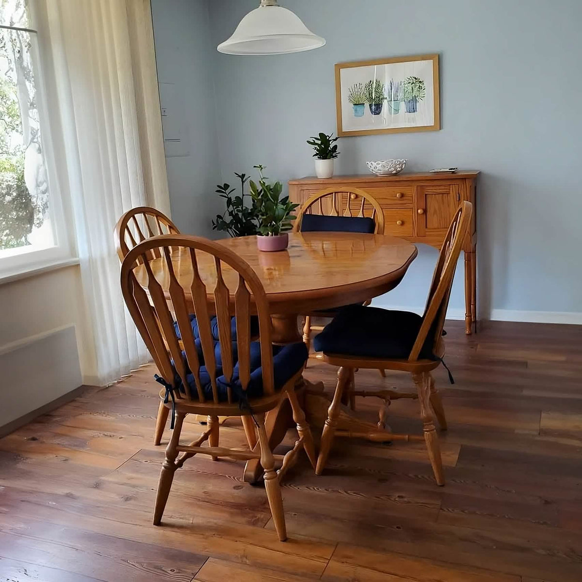 Cotton Duck Navy Blue Solid Color Dining Chair Pads  - Made in USA - 100% Cotton - Machine Washable