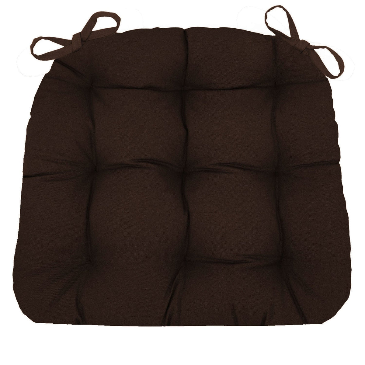 Cotton Duck Brown Solid Color Dining Chair Pads  - Made in USA - 100% Cotton - Machine Washable