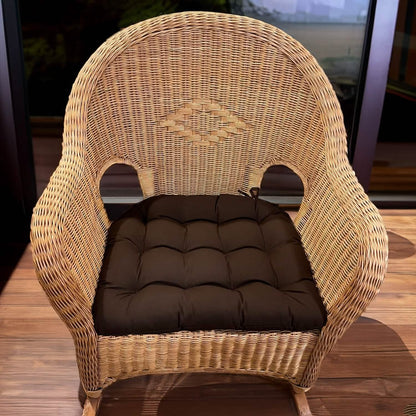 Cotton Duck Brown Solid Color Dining Chair Pads  - Made in USA - 100% Cotton - Machine Washable
