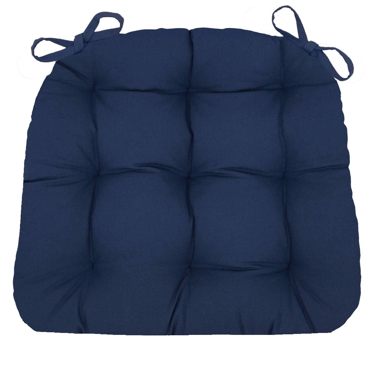 Cotton Duck Navy Blue Solid Color Dining Chair Pads  - Made in USA - 100% Cotton - Machine Washable