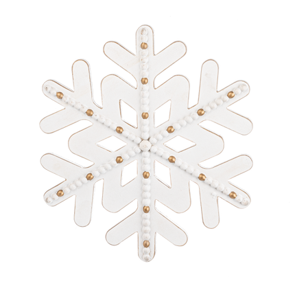 White & Gold Beaded Accent Snowflake Wall Decor (2 pc. set)