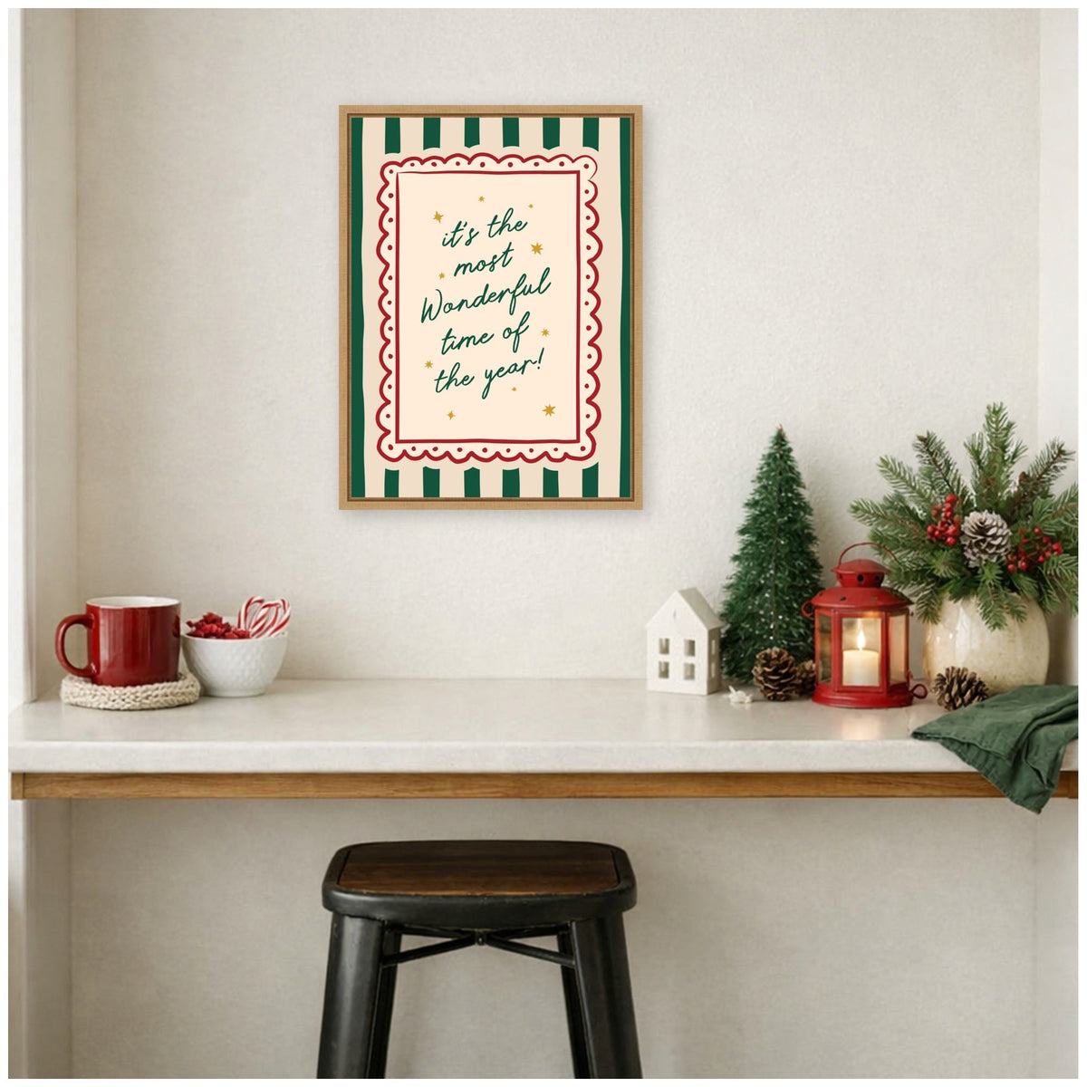 Most Wonderful Time Christmas by Lucky Guava Framed Canvas Wall Art Print