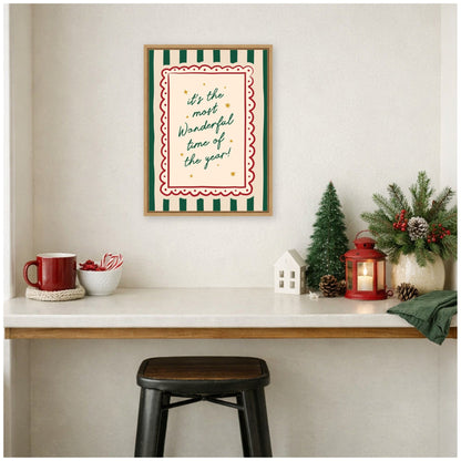 Most Wonderful Time Christmas by Lucky Guava Framed Canvas Wall Art Print