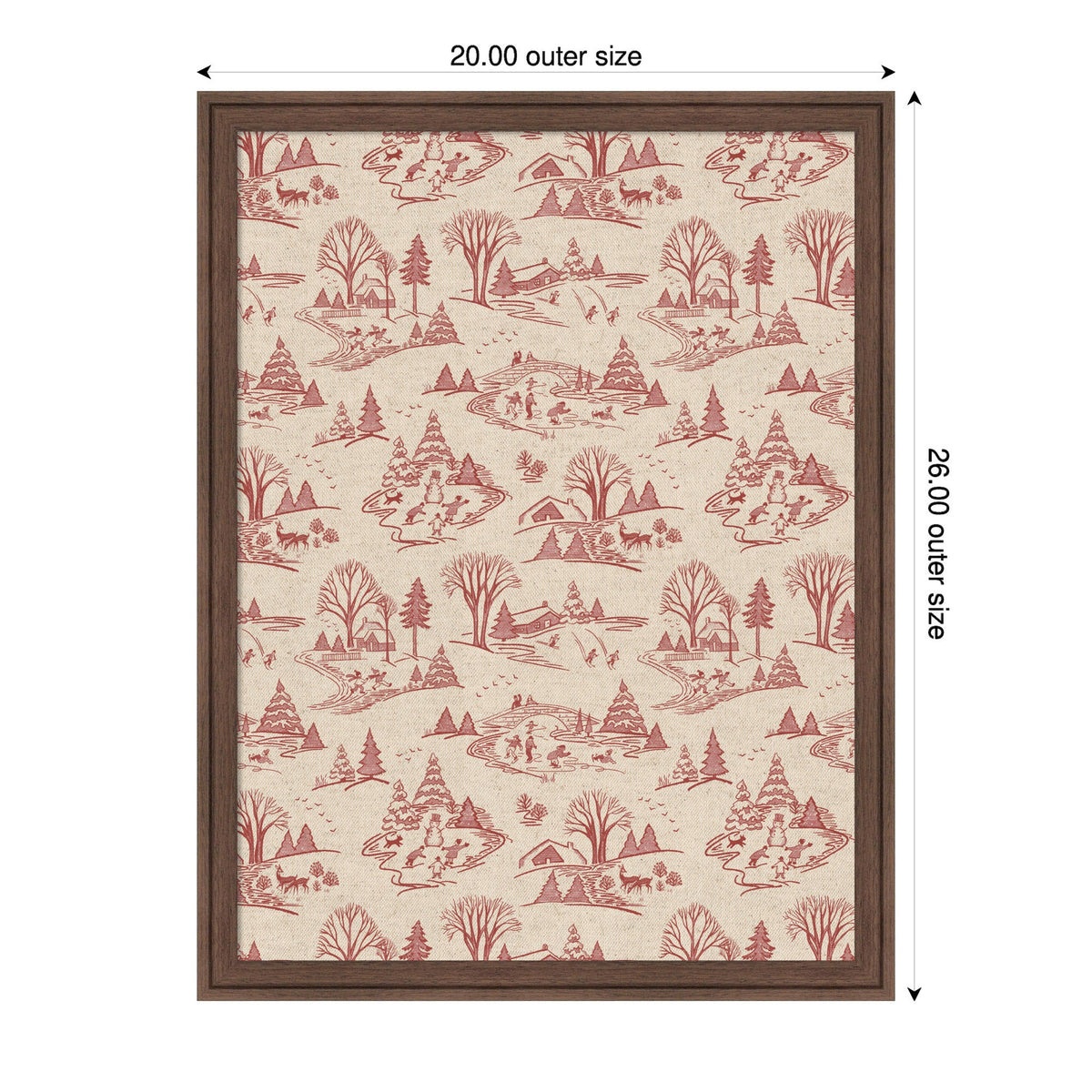 Framed Fabric Magnetic Board Wonderland Red Toile Wall Organization