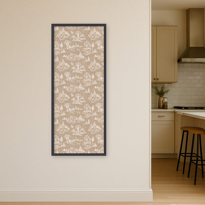Kate and Laurel Framed Fabric Pinboard Wonderland White Toile