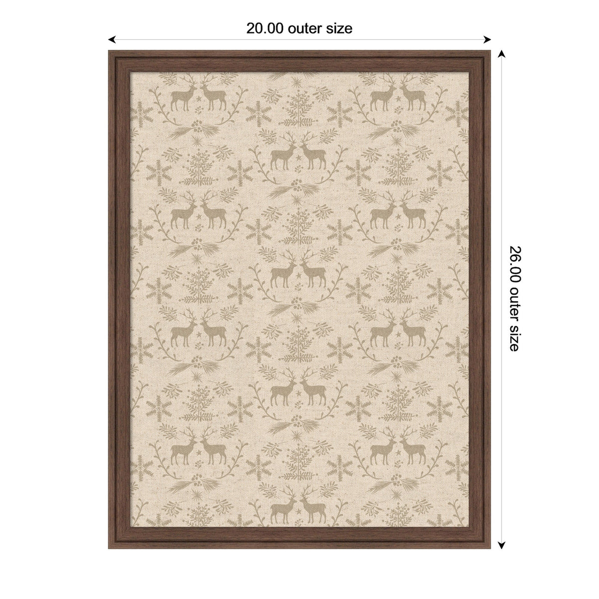 Framed Fabric Magnetic Board Christmas Reindeer Wall Organization