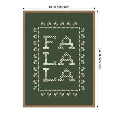Fa La La Cross Stitch Green by Kikiandnim Framed Canvas Wall Art Print