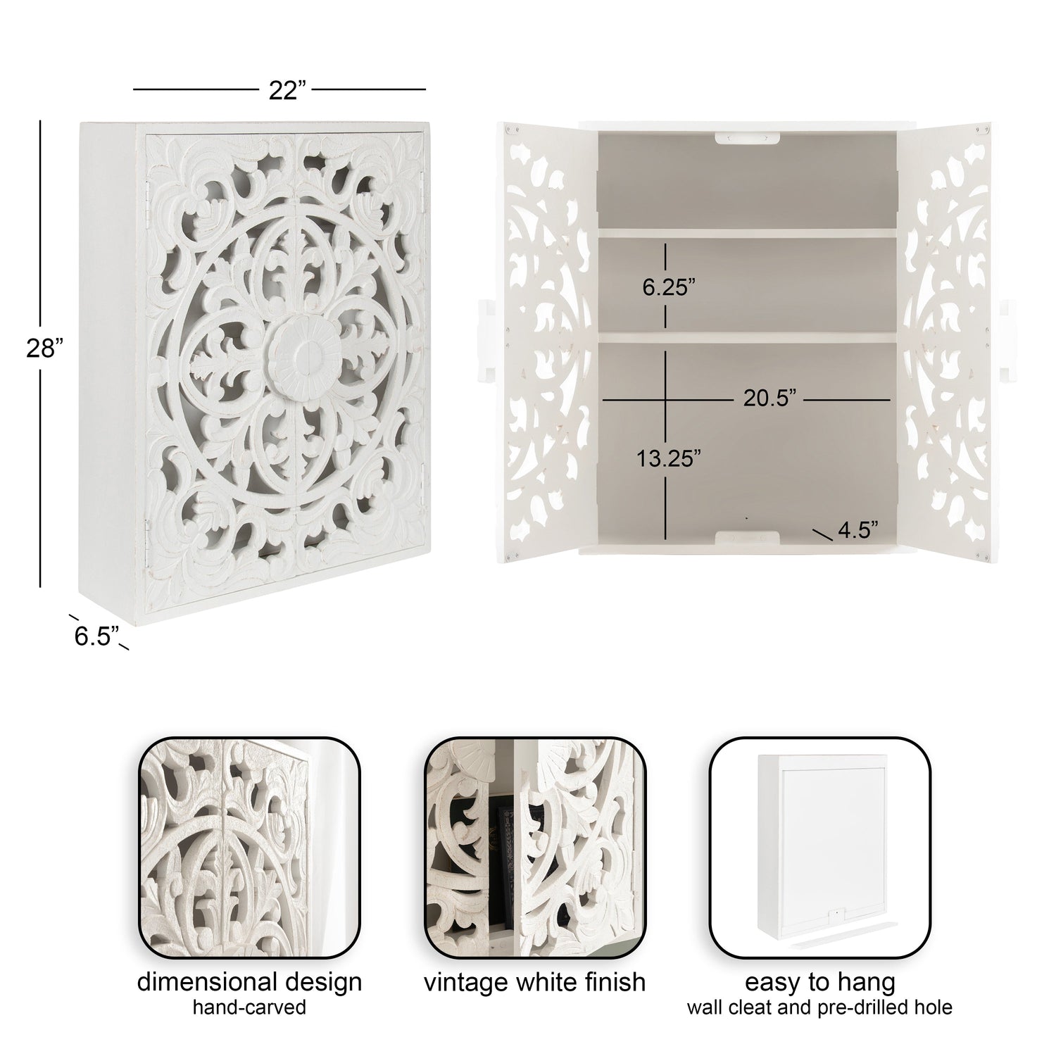 Saanvi Carved Wood Wall Cabinet