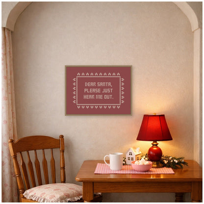 Dear Santa Cross Stitch by Kikiandnim Framed Canvas Wall Art Print