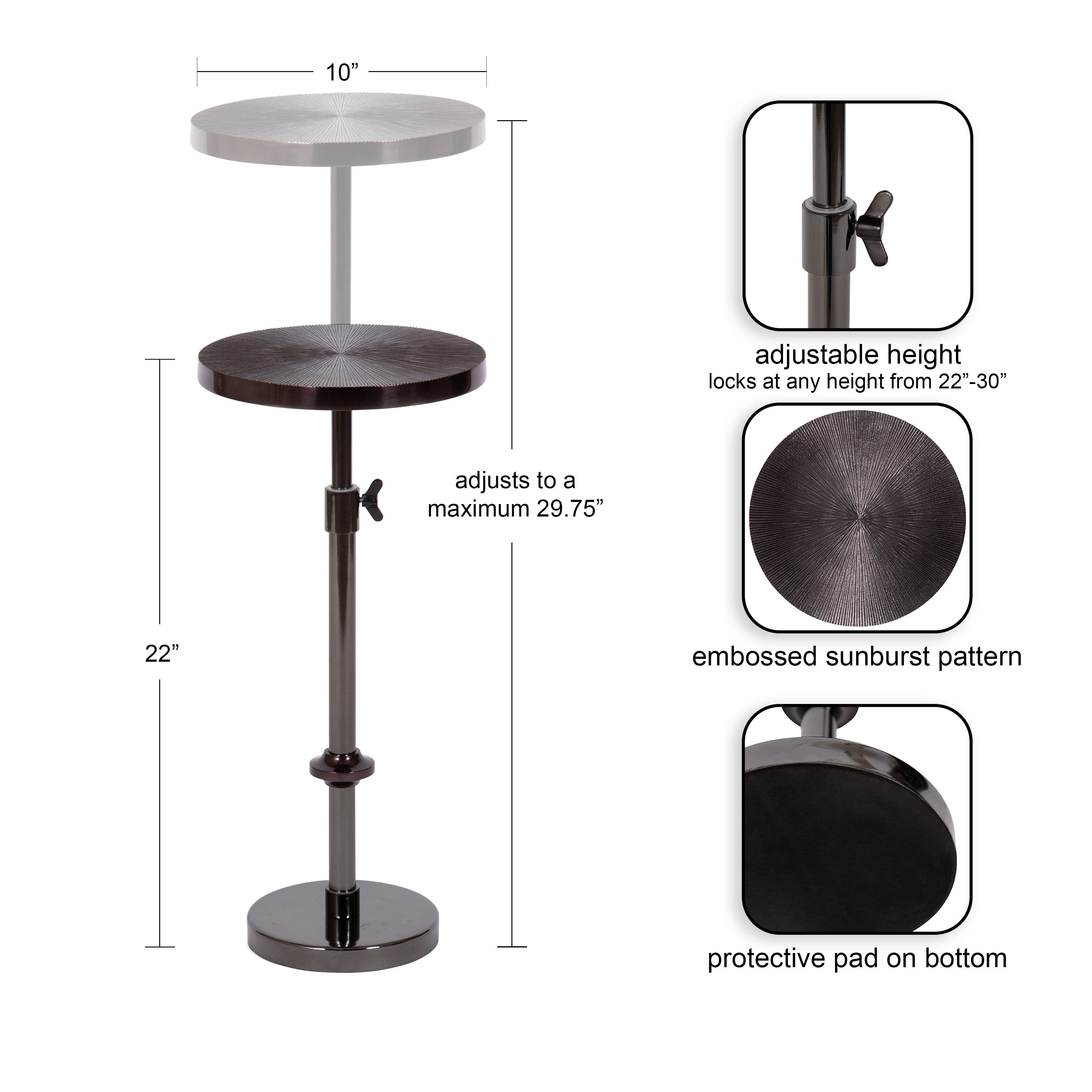 Engles Adjustable Embossed Metal Table and Plant Stand