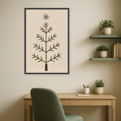 Kate and Laurel Framed Fabric Pinboard Scandi Tree Linen