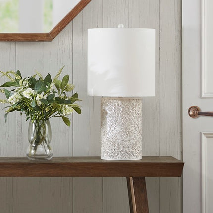 Ashbourne Embossed Floral Resin Table Lamp