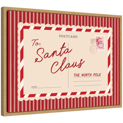 Vintage Santa Claus Postcard by Lucky Guava Framed Canvas Wall Art Print